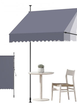 Manual Retractable Awning, 59" Outdoor Retractable Patio Awning Sunshade Shelter, Height Adjustable Patio Door Window Canopy with Manual Crank Handle for Backyard, Garden, Balcony, Dark Gray