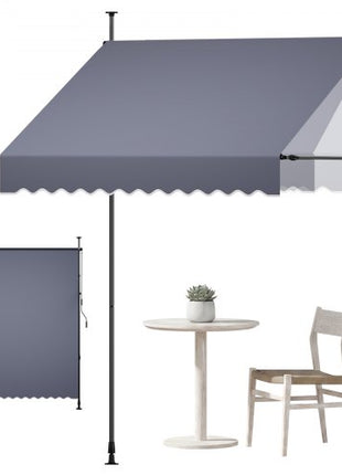 Manual Retractable Awning, 78" Outdoor Retractable Patio Awning Sunshade Shelter, Height Adjustable Patio Door Window Canopy with Manual Crank Handle for Backyard, Garden, Balcony, Dark Gray