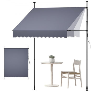 Manual Retractable Awning, 78" Outdoor Retractable Patio Awning Sunshade Shelter, Height Adjustable Patio Door Window Canopy with Manual Crank Handle for Backyard, Garden, Balcony, Dark Gray