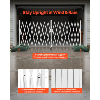 Double Expandable Barricades, 18FT Expandable Safety Barrier, 0-180° Rotatable Mobile Barricade with Locking Casters, Portable Folding Security Gate Traffic Fence for Patio Garden Stairway