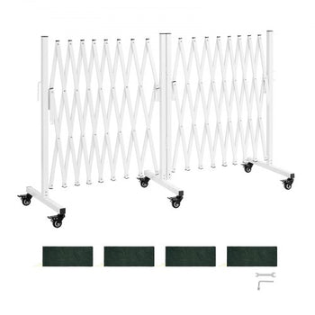 Double Expandable Barricades, 18FT Expandable Safety Barrier, 0-180° Rotatable Mobile Barricade with Locking Casters, Portable Folding Security Gate Traffic Fence for Patio Garden Stairway