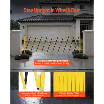 Industrial Expandable Barricade, 13FT Expandable Safety Barrier, Flaxible Mobile Barricade with Locking Casters, Portable Folding Security Gate Traffic Fence for Driveway Warehouse Elevator