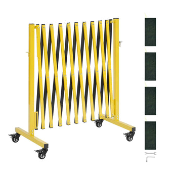 Industrial Expandable Barricade, 13FT Expandable Safety Barrier, Flaxible Mobile Barricade with Locking Casters, Portable Folding Security Gate Traffic Fence for Driveway Warehouse Elevator