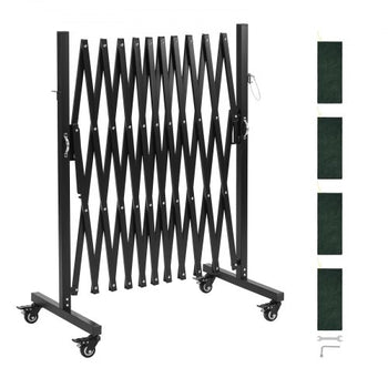 Expandable Barricade, 11FT Expandable Safety Barrier, Flexible Mobile Barricade with Locking Casters, Portable Folding Security Gate Metal Traffic Fence for Patio Garden Stairway
