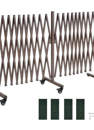 Double Expandable Barricades, 20FT Expandable Safety Barrier, Flexible Mobile Barricade with Locking Casters, Portable Folding Security Gate Metal Traffic Fence for Patio Garden Stairway
