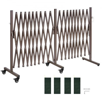 Double Expandable Barricades, 20FT Expandable Safety Barrier, Flexible Mobile Barricade with Locking Casters, Portable Folding Security Gate Metal Traffic Fence for Patio Garden Stairway