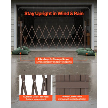 Expandable Barricade, 10FT Expandable Safety Barrier, Flexible Mobile Barricade with Locking Casters, Portable Folding Security Gate Metal Traffic Fence for Patio Garden Stairway