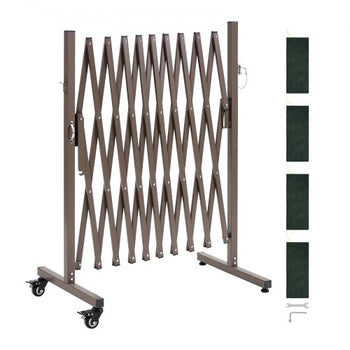 Expandable Barricade, 10FT Expandable Safety Barrier, Flexible Mobile Barricade with Locking Casters, Portable Folding Security Gate Metal Traffic Fence for Patio Garden Stairway