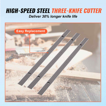 High-speed steel three-knife cutter set, silver, ideal for long-lasting performance and easy replacement.