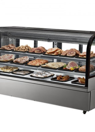 Refrigerated Display Case, 32 Cu.Ft./901L Large Pastry Display Case, 4-Tier Commercial Display Refrigerator with LED Lighting, Downdraft Cooling, Movable with Casters, for Bakery