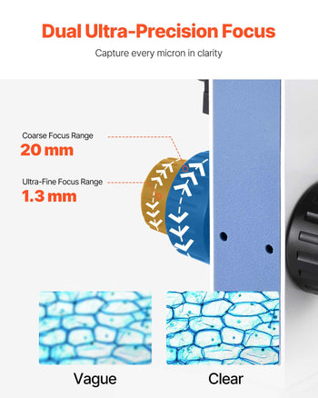 Binocular Microscope, 40-5000X Magnification, Professional Compound Microscope for Adult with Dual Stage and Two Sets of Eyepieces, Aluminum Alloy Body, Includes LED Light and Phone Holder