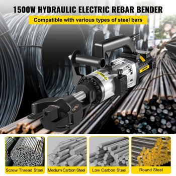 1.5 KW Electric Rebar Bender, 1\'\'(25 mm) Hydraulic Electric Hand Held Rebar Bender, within 5 s, 110 V