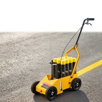 Striping Line Marking Machine 12-Can Capacity Yellow with 4 Wheels, Parking Lot Striping Machine, 2 to 4 in Adjustable Line Width, Heavy Duty, Fast and Accurate Marking, with Adapter Nozzle