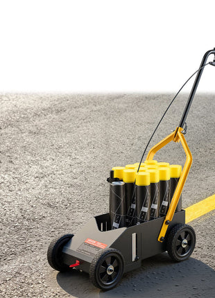 Striping Line Marking Machine 12-Can Capacity Black with 4 Wheels, Parking Lot Striping Machine, 2 to 4 in Adjustable Line Width, Heavy Duty, Fast and Accurate Marking, with Adapter Nozzle