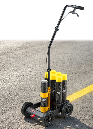 Striping Line Marking Machine 6-Can Capacity Black with 4 Wheels, Parking Lot Striping Machine, 2 to 4 in Adjustable Line Width, Heavy Duty, Fast and Accurate Marking, with Adapter Nozzle