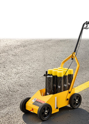 Striping Line Marking Machine 9-Can Capacity Yellow with 4 Wheels, Parking Lot Striping Machine, 2 to 4 in Adjustable Line Width, Heavy Duty, Fast and Accurate Marking, with Adapter Nozzle