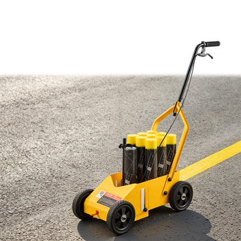 Striping Line Marking Machine 9-Can Capacity Yellow with 4 Wheels, Parking Lot Striping Machine, 2 to 4 in Adjustable Line Width, Heavy Duty, Fast and Accurate Marking, with Adapter Nozzle