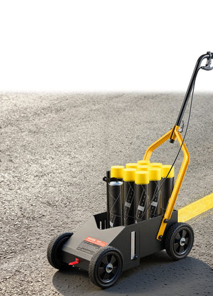 Striping Line Marking Machine 9-Can Capacity Black with 4 Wheels, Parking Lot Striping Machine, 2 to 4 in Adjustable Line Width, Heavy Duty, Fast and Accurate Marking, with Adapter Nozzle