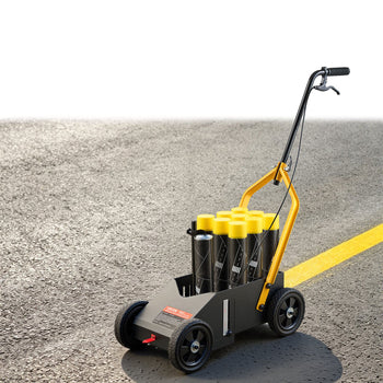 Striping Line Marking Machine 9-Can Capacity Black with 4 Wheels, Parking Lot Striping Machine, 2 to 4 in Adjustable Line Width, Heavy Duty, Fast and Accurate Marking, with Adapter Nozzle