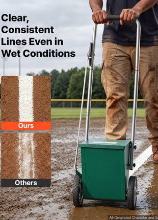 Steel Dry Line Marker 25 lbs Powder Capacity Field Dry Line Chalker, For Small Fields, 2 to 4 in Adjustable Line Width, with 2 Heavy-Duty Wheels, Clear and Even Marking, Easy One-Person Pushing