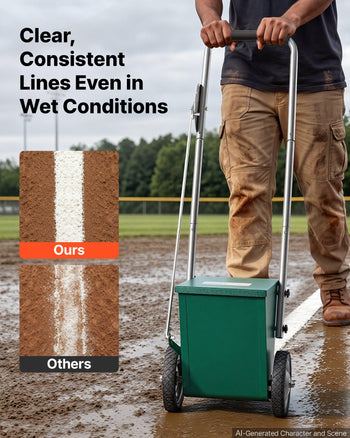 Steel Dry Line Marker 25 lbs Powder Capacity Field Dry Line Chalker, For Small Fields, 2 to 4 in Adjustable Line Width, with 2 Heavy-Duty Wheels, Clear and Even Marking, Easy One-Person Pushing