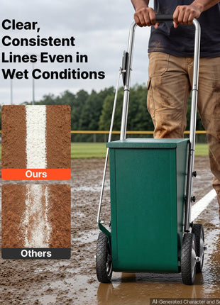 Steel Dry Line Marker 50 lbs Powder Capacity Field Dry Line Chalker, For Standard Fields, 2 to 4 in Adjustable Line Width, with 4 Heavy-Duty Wheels, Clear Even Marking, Easy One-Person Pushing