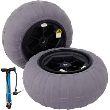 Beach Balloon Wheels, 16" Replacement Sand Tires, TPU Cart Tires for Kayak Dolly, Canoe Cart and Buggy with Free Air Pump, 2-Pack
