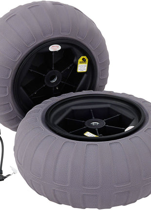 Beach Balloon Wheels, 16" Replacement Sand Tires, TPU Cart Tires for Kayak Dolly, Canoe Cart and Buggy with Free Air Pump, 2-Pack