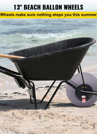 Beach Balloon Wheels, 13\" Replacement Sand Tires with 32\" Stainless Steel Axle, TPU Cart Tires for Kayak Dolly, Canoe Cart and Buggy with Free Air Pump, 2-Pack