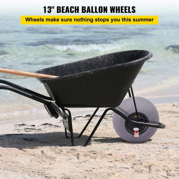 Beach Balloon Wheels, 13\" Replacement Sand Tires with 32\" Stainless Steel Axle, TPU Cart Tires for Kayak Dolly, Canoe Cart and Buggy with Free Air Pump, 2-Pack