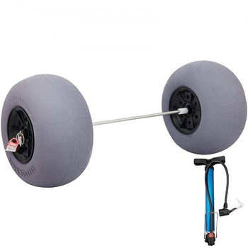 Beach Balloon Wheels, 13\" Replacement Sand Tires with 32\" Stainless Steel Axle, TPU Cart Tires for Kayak Dolly, Canoe Cart and Buggy with Free Air Pump, 2-Pack
