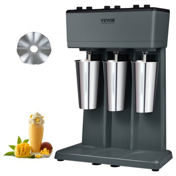 Milkshake Machine, 375W x 3 Milkshake Maker Mixer, Triple Head Drink Mixer Blender Machine, 3-Speed Milkshake Blender with 3 x 820ml Stainless Steel Cup for Commercial