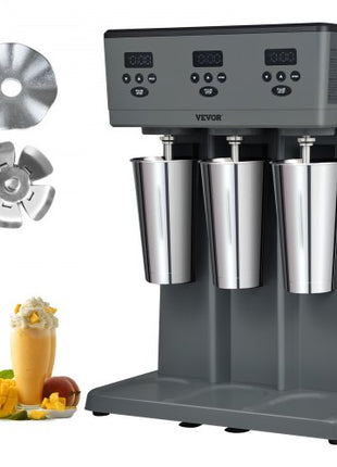 Milkshake Maker, 375W x 3 Electric Milkshake Machine, Commercial Triple Heads Drink Mixer Blender, LED Intelligent Microswitch, 3-Speed Milkshake Mixer with 3 x 820 ml Stainless Steel Cups