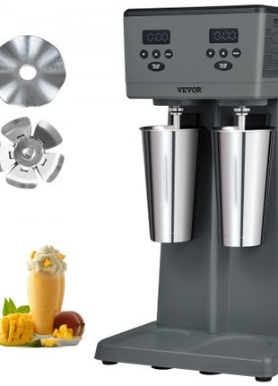 Milkshake Maker, 375W x 2 Electric Milkshake Machine, Commercial Double Heads Drink Mixer Blender, LED Intelligent Microswitch, 3-Speed Milkshake Mixer with 2 x 820 ml Stainless Steel Cups