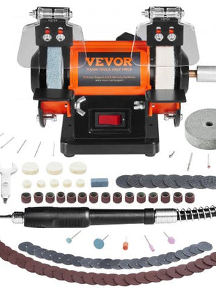 Jewelry Polisher, Bench Grinder Polishing & Buffing Machine, 3590RPM Bench Lathe Polisher with 1 Wool Wheel & 1 Abrasive Fiber Wheel & 1 Grinding Wheel & 100pcs Tools