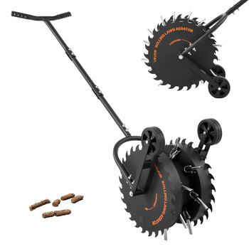 Rolling Lawn Core Aerator, 16.6 in Coring Aerator Roller with Anti-Clog Tines, Heavy Duty & Rust-Resistant, Yard Grass Pulling Plugs Manual Aeration Tool for Compacted Garden Soil Loosening