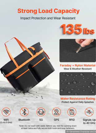 Solar Panel Storage Bag for 5 x 300W Foldable Solar Panels, Waterproof Faraday + Nylon Solar Panel Carrying Bag with Signal Blocking, Lightweight Portable for Outdoor Camping, RV Travel