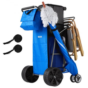 Beach Cart with Large Wheels for Sand, 165 lbs Load Capacity, Heavy Duty Folding Beach Wagon with 10" Solid Wheels, Insulated Cooler Bag, Umbrella Holder, Holds 4 Chairs for Camping & Fishing