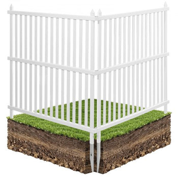 2 Panels Outdoor Privacy Screen, 48 x 48 in Air Conditioner Fence with 19.7 in Ground Stakes, Pool Equipment Enclosure, Strip Vinyl Privacy Fence, Ideal for Trash Can and A/C Units, White