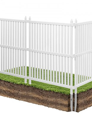 3 Panels Outdoor Privacy Screen, 36 x 45 in Air Conditioner Fence with 19.7 in Ground Stakes, Pool Equipment Enclosure, Strip Vinyl Privacy Fence, Ideal for Trash Can and A/C Units, White
