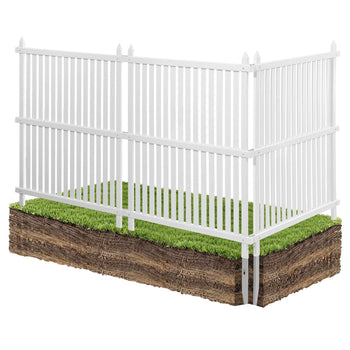 3 Panels Outdoor Privacy Screen, 36 x 45 in Air Conditioner Fence with 19.7 in Ground Stakes, Pool Equipment Enclosure, Strip Vinyl Privacy Fence, Ideal for Trash Can and A/C Units, White