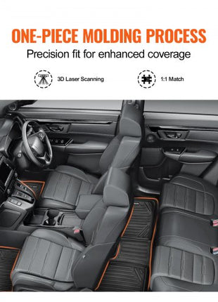 Automotive Floor Mats, Fits for Honda CR-V (Hybrid Models) 2017-2022, 3 pcs Front and 2nd Row Liners, All Weather Custom Fit TPE Vehicle Floor Mats, Easy to Clean Floor Liners for SUV, Black