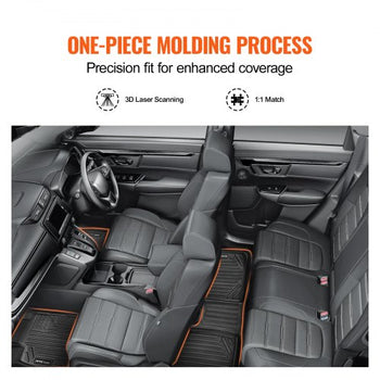 Automotive Floor Mats, Fits for Honda CR-V (Hybrid Models) 2017-2022, 3 pcs Front and 2nd Row Liners, All Weather Custom Fit TPE Vehicle Floor Mats, Easy to Clean Floor Liners for SUV, Black