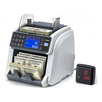 Money Counter Machine, Mixed Denomination Bill Cash Counter with CIS/UV/MG/IR/DD/DBL/HLF/CHN Counterfeit Detection, Multi-Currency Support,  Money Counting Machine with External Display