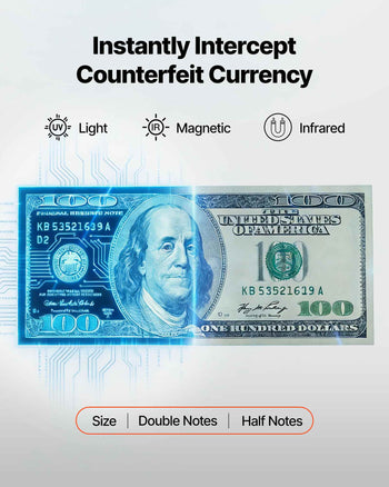 Money Counter Machine, 1200 Notes/Minute, Cash Counter with Value Count, UV/MG/IR/DD/DBL/HLF/CHN Counterfeit Detection, TFT Display, Money Counting Machine Mixed Denomination for Dollar and Euro