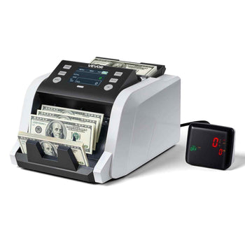 Money Counter Machine, 1200 Notes/Minute, Cash Counter with Value Count, UV/MG/IR/DD/DBL/HLF/CHN Counterfeit Detection, TFT Display, Money Counting Machine Mixed Denomination for Dollar and Euro