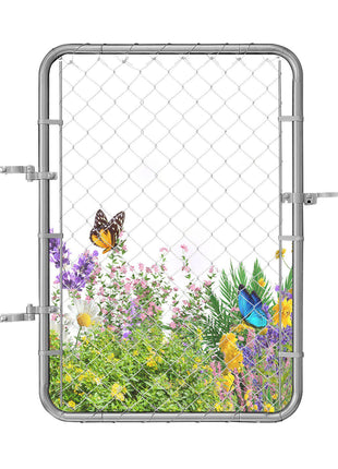 Chain Link Fence Gate, 32 x 46 in, Adjustable Chain Link Fence Panel, Fit 2-4 ft (W) x 4 ft (H) Garden Fence Gate Opening, Rust-Resistant Galvanized Fencing Gate for Farm Posts Not Included