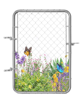 Chain Link Fence Gate, 32 x 46 in, Adjustable Chain Link Fence Panel, Fit 2-4 ft (W) x 4 ft (H) Garden Fence Gate Opening, Rust-Resistant Galvanized Fencing Gate for Farm Posts Not Included
