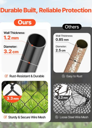 Chain Link Fence Gate, 72 x 46 in, Adjustable Chain Link Fence Panel, Fit 2.2-6 ft (W) x 6 ft (H) Garden Fence Gate Opening, Fencing Gate with Plastic Coating, for Farm Black, Posts Not Included