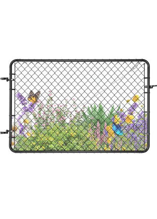 Chain Link Fence Gate, 72 x 46 in, Adjustable Chain Link Fence Panel, Fit 2.2-6 ft (W) x 6 ft (H) Garden Fence Gate Opening, Fencing Gate with Plastic Coating, for Farm Black, Posts Not Included